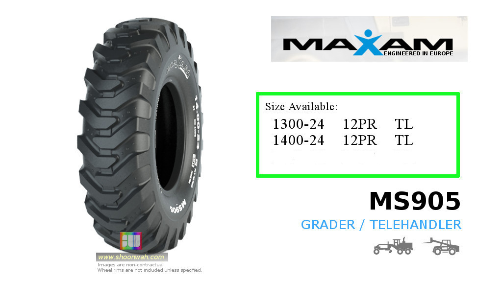 14.00-24 Maxam 12PR tire 1400x24 Maxam MS905 (R4) Grader tires, Telehandler Tubeless Tires